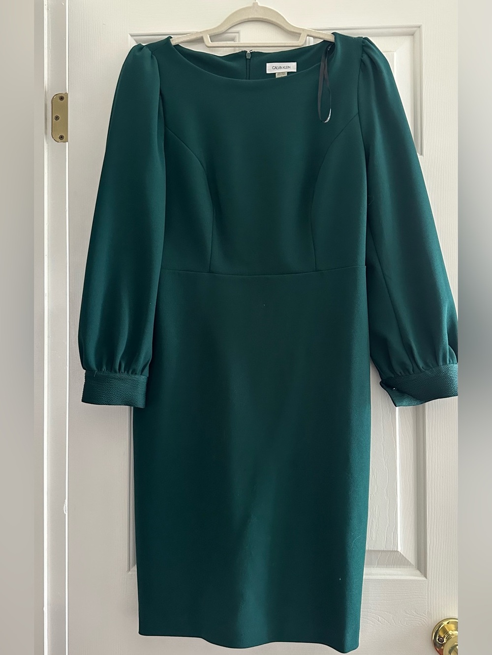 Calvin Klein dark green long sleeve dress